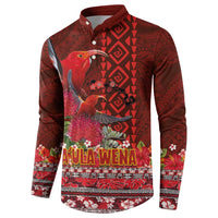Hawaii KaUla Wena Iiwi Button Sweatshirt With Tropical Plants and 'Ohi'a lehua Kakau Art Tattoo LT03 - Polynesian Pride