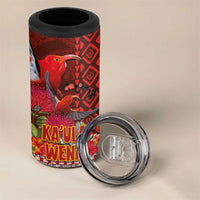 Hawaii KaUla Wena Iiwi 4 in 1 Can Cooler Tumbler With Tropical Plants and 'Ohi'a lehua Kakau Art Tattoo LT03 - Polynesian Pride