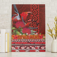 Hawaii KaUla Wena Iiwi Canvas Wall Art With Tropical Plants and 'Ohi'a lehua Kakau Art Tattoo LT03 Without Frame Red - Polynesian Pride
