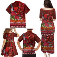 Hawaii KaUla Wena Iiwi Family Matching Puletasi and Hawaiian Shirt With Tropical Plants and 'Ohi'a lehua Kakau Art Tattoo LT03 - Polynesian Pride