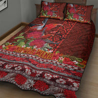 Hawaii KaUla Wena Iiwi Quilt Bed Set With Tropical Plants and 'Ohi'a lehua Kakau Art Tattoo LT03 - Polynesian Pride