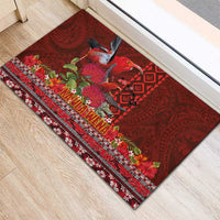 Hawaii KaUla Wena Iiwi Rubber Doormat With Tropical Plants and 'Ohi'a lehua Kakau Art Tattoo LT03 - Polynesian Pride