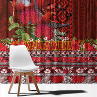 Hawaii KaUla Wena Iiwi Window Curtain With Tropical Plants and 'Ohi'a lehua Kakau Art Tattoo LT03 - Polynesian Pride