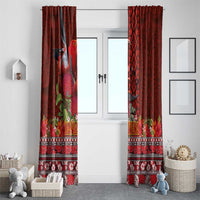 Hawaii KaUla Wena Iiwi Window Curtain With Tropical Plants and 'Ohi'a lehua Kakau Art Tattoo LT03 - Polynesian Pride