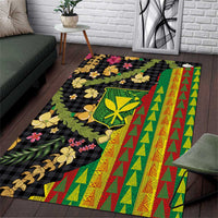 Hawaiian Tropical Plants Lei Area Rug Kanaka Maoli Tribal with Palaka Motifs LT03 Multicolor - Polynesian Pride