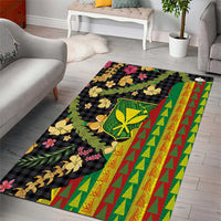Hawaiian Tropical Plants Lei Area Rug Kanaka Maoli Tribal with Palaka Motifs LT03 - Polynesian Pride
