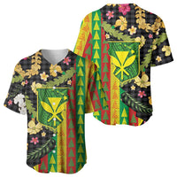 Hawaiian Tropical Plants Lei Baseball Jersey Kanaka Maoli Tribal with Palaka Motifs LT03 - Polynesian Pride