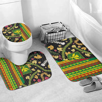 Hawaiian Tropical Plants Lei Bathroom Set Kanaka Maoli Tribal with Palaka Motifs LT03 Mat Set Only (3 pcs) One Size Multicolor - Polynesian Pride
