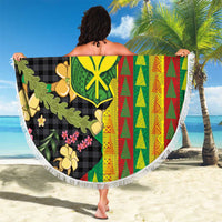 Hawaiian Tropical Plants Lei Beach Blanket Kanaka Maoli Tribal with Palaka Motifs LT03 - Polynesian Pride