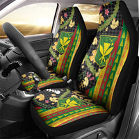 Hawaiian Tropical Plants Lei Car Seat Cover Kanaka Maoli Tribal with Palaka Motifs LT03 - Polynesian Pride