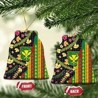 Hawaiian Tropical Plants Lei Ceramic Ornament Kanaka Maoli Tribal with Palaka Motifs LT03 Bell Flake Multicolor - Polynesian Pride