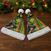 Hawaiian Tropical Plants Lei Christmas Santa Hat Kanaka Maoli Tribal with Palaka Motifs LT03 - Polynesian Pride