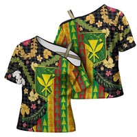 Hawaiian Tropical Plants Lei Cross Shoulder Shirt Kanaka Maoli Tribal with Palaka Motifs LT03 - Polynesian Pride