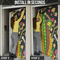 Hawaiian Tropical Plants Lei Door Cover Kanaka Maoli Tribal with Palaka Motifs LT03 - Polynesian Pride