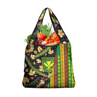 Hawaiian Tropical Plants Lei Grocery Bag Kanaka Maoli Tribal with Palaka Motifs LT03 1-pack One Size Multicolor - Polynesian Pride