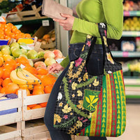 Hawaiian Tropical Plants Lei Grocery Bag Kanaka Maoli Tribal with Palaka Motifs LT03 - Polynesian Pride