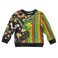 Hawaiian Tropical Plants Lei Kid Ugly Christmas Sweater Kanaka Maoli Tribal with Palaka Motifs LT03 Kid Multicolor - Polynesian Pride