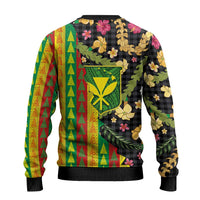 Hawaiian Tropical Plants Lei Ugly Christmas Sweater Kanaka Maoli Tribal with Palaka Motifs LT03 - Polynesian Pride