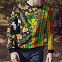 Hawaiian Tropical Plants Lei Ugly Christmas Sweater Kanaka Maoli Tribal with Palaka Motifs LT03 - Polynesian Pride