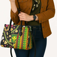 Hawaiian Tropical Plants Lei Leather Bag Kanaka Maoli Tribal with Palaka Motifs LT03 - Polynesian Pride