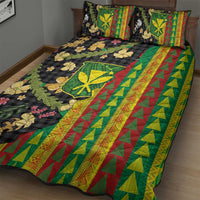 Hawaiian Tropical Plants Lei Quilt Bed Set Kanaka Maoli Tribal with Palaka Motifs LT03 - Polynesian Pride