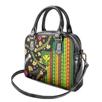 Hawaiian Tropical Plants Lei Shoulder Handbag Kanaka Maoli Tribal with Palaka Motifs LT03 - Polynesian Pride