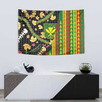 Hawaiian Tropical Plants Lei Tapestry Kanaka Maoli Tribal with Palaka Motifs LT03 - Polynesian Pride