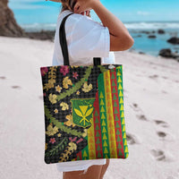 Hawaiian Tropical Plants Lei Tote Bag Kanaka Maoli Tribal with Palaka Motifs LT03 - Polynesian Pride
