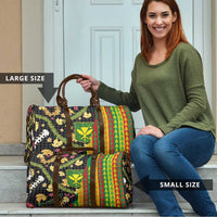Hawaiian Tropical Plants Lei Travel Bag Kanaka Maoli Tribal with Palaka Motifs LT03 - Polynesian Pride