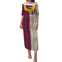 Hawaiian Tropical Plants Lei Family Matching Puletasi and Hawaiian Shirt National Flag Style LT03 Mom's Dress Multicolor - Polynesian Pride