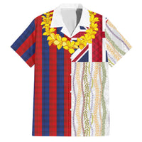 Hawaiian Tropical Plants Lei Family Matching Summer Maxi Dress and Hawaiian Shirt National Flag Style LT03 Dad's Shirt - Short Sleeve Multicolor - Polynesian Pride