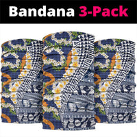 Hawaiian Plumeria Lei Neck Gaiter Kakau Motifs and Palaka Half Style Blue Color LT03 package One Size: 25*50cm Blue - Polynesian Pride