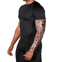 Hawaiian Plumeria Lei Arm Sleeves Kakau Motifs and Palaka Half Style Red Color LT03 - Polynesian Pride
