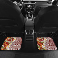 Hawaiian Plumeria Lei Car Mats Kakau Motifs and Palaka Half Style Red Color LT03 Set 2pcs - Back Red - Polynesian Pride