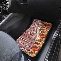 Hawaiian Plumeria Lei Car Mats Kakau Motifs and Palaka Half Style Red Color LT03 - Polynesian Pride