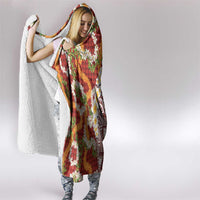 Hawaiian Plumeria Lei Hooded Blanket Kakau Motifs and Palaka Half Style Red Color LT03 - Polynesian Pride