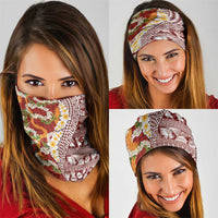 Hawaiian Plumeria Lei Neck Gaiter Kakau Motifs and Palaka Half Style Red Color LT03 - Polynesian Pride