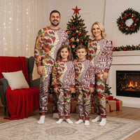 Hawaiian Plumeria Lei Christmas Pajama Set Kakau Motifs and Palaka Half Style Red Color LT03 - Polynesian Pride