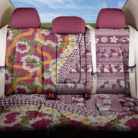Hawaiian Plumeria Lei Back Car Seat Cover Kakau Motifs and Palaka Half Style Pink Color LT03 One Size Pink - Polynesian Pride