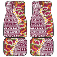 Hawaiian Plumeria Lei Car Mats Kakau Motifs and Palaka Half Style Pink Color LT03 - Polynesian Pride