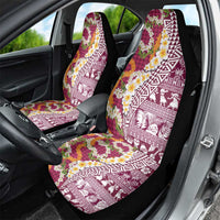 Hawaiian Plumeria Lei Car Seat Cover Kakau Motifs and Palaka Half Style Pink Color LT03 - Polynesian Pride