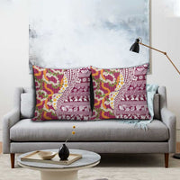 Hawaiian Plumeria Lei Pillow Cover Kakau Motifs and Palaka Half Style Pink Color LT03 - Polynesian Pride
