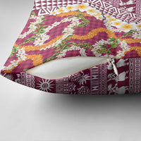 Hawaiian Plumeria Lei Pillow Cover Kakau Motifs and Palaka Half Style Pink Color LT03 - Polynesian Pride