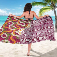 Hawaiian Plumeria Lei Sarong Kakau Motifs and Palaka Half Style Pink Color LT03 - Polynesian Pride