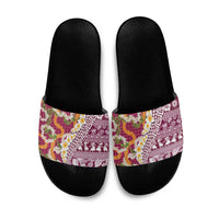 Hawaiian Plumeria Lei Slide Sandals Kakau Motifs and Palaka Half Style Pink Color LT03 Pink - Polynesian Pride