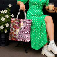 Hawaiian Plumeria Lei Tote Bag Kakau Motifs and Palaka Half Style Pink Color LT03 - Polynesian Pride