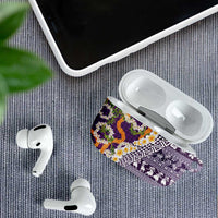 Hawaiian Plumeria Lei AirPods Case Kakau Motifs and Palaka Half Style Purple Color LT03 - Polynesian Pride