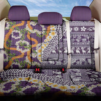 Hawaiian Plumeria Lei Back Car Seat Cover Kakau Motifs and Palaka Half Style Purple Color LT03 One Size Purple - Polynesian Pride