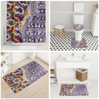 Hawaiian Plumeria Lei Bathroom Set Kakau Motifs and Palaka Half Style Purple Color LT03 - Polynesian Pride