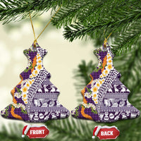 Hawaiian Plumeria Lei Ceramic Ornament Kakau Motifs and Palaka Half Style Purple Color LT03 Christmas Tree Purple - Polynesian Pride